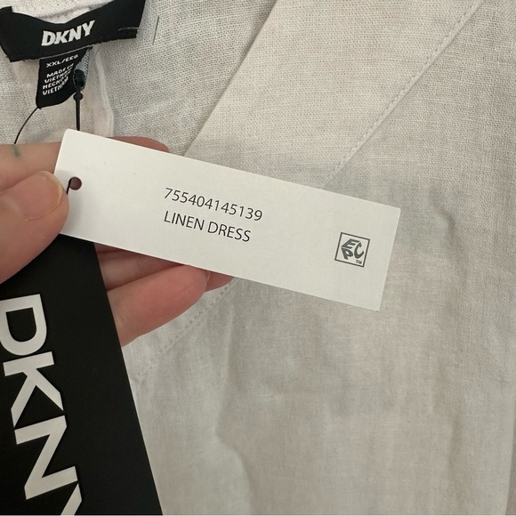 DKNY Women’s V-Neck Wide Strap White Sleeveless Linen Maxi Dress Sz XXL NWT - Picture 5 of 10